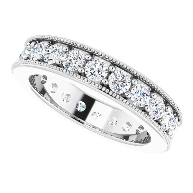 1.76 ct. Round Diamond Eternity Band Milgrain Accent Ring-VIRABYANI